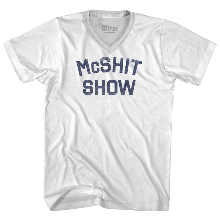 McShit Show Adult Tri-Blend V-neck T-shirt - White