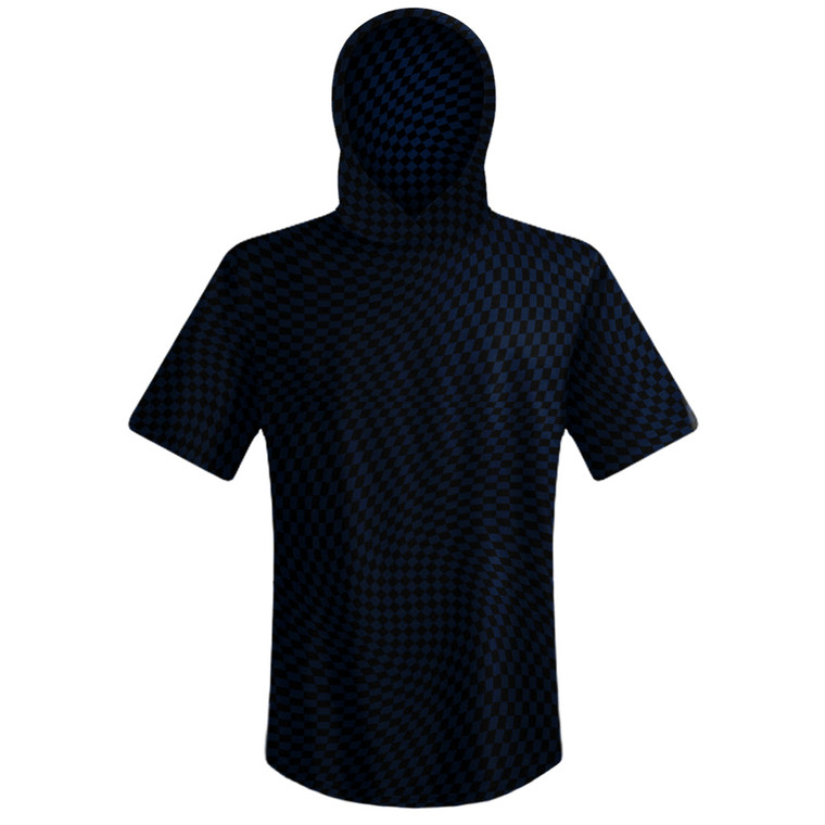 Warped Checkerboard Sport Hoodie - Blue Navy And Black