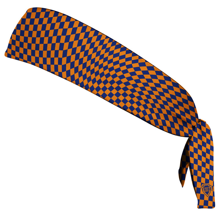 Warped Checkerboard Headband Made In USA - Blue Royal And Tennessee Orange