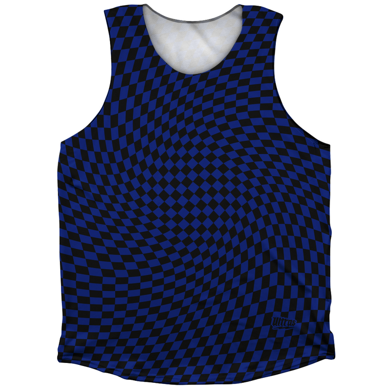 Warped Checkerboard Athletic Tank Top - Blue Royal And Black