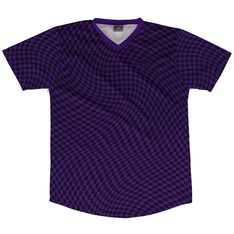 Warped Checkerboard Soccer Jersey Made In USA - Purple Lakers And Black