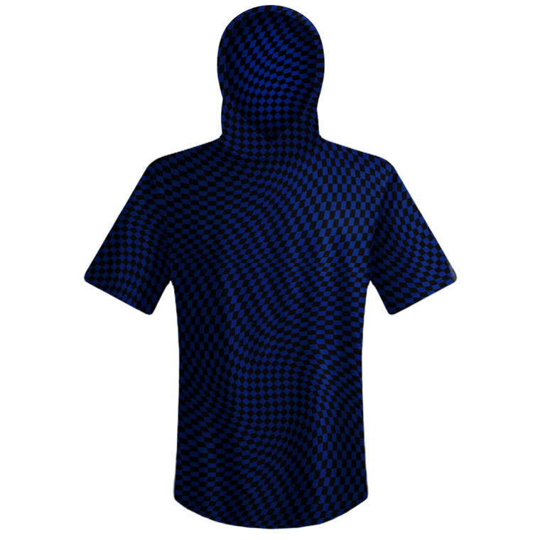 Warped Checkerboard Sport Hoodie - Blue Royal And Black