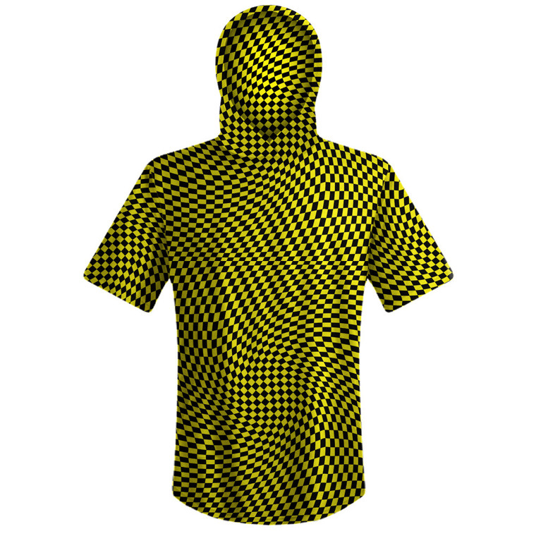 Warped Checkerboard Sport Hoodie - Yellow Bright And Black