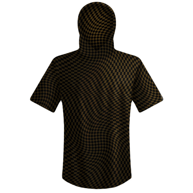 Warped Checkerboard Sport Hoodie - Brown Dark And Black