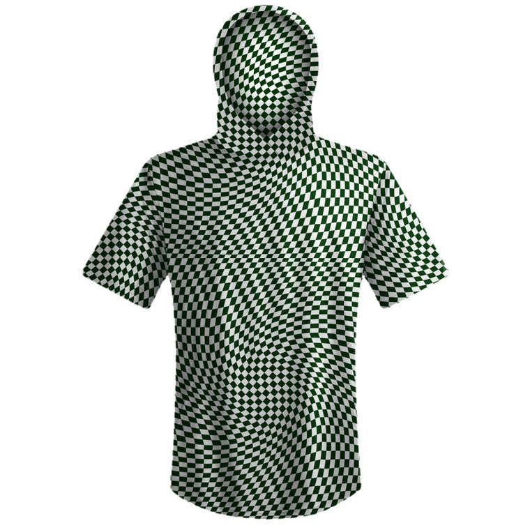 Warped Checkerboard Sport Hoodie - Green Forest And White