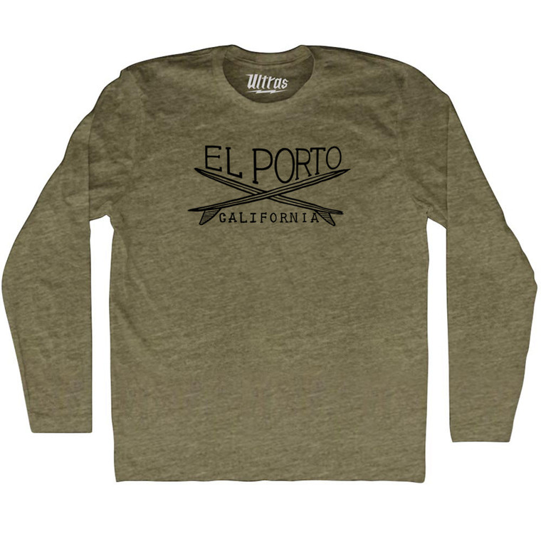 El Porto Surf Adult Tri-Blend Long Sleeve T-shirt - Military Green