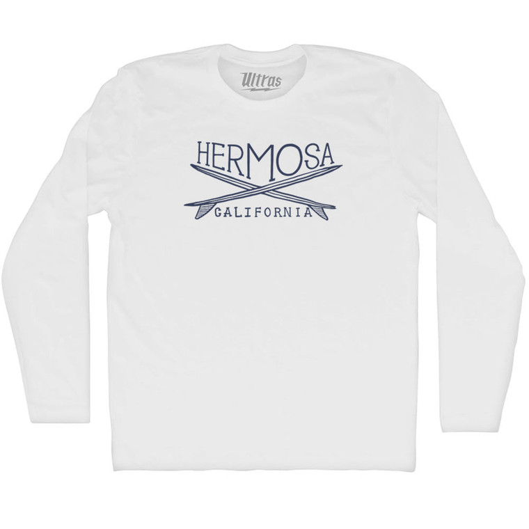 Hermosa Surf Adult Cotton Long Sleeve T-shirt - White