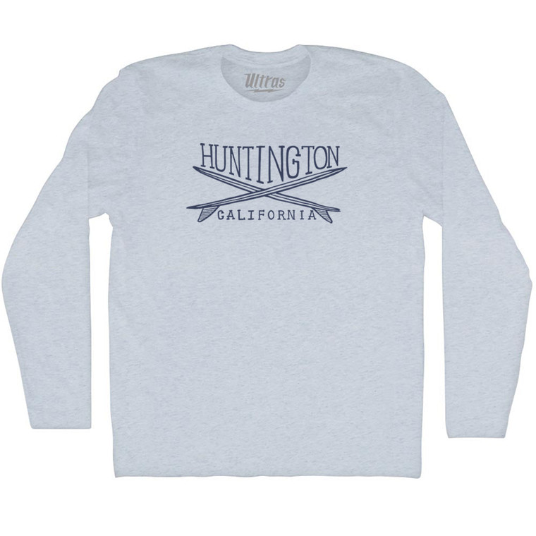 Huntington Surf Adult Tri-Blend Long Sleeve T-shirt - Athletic White