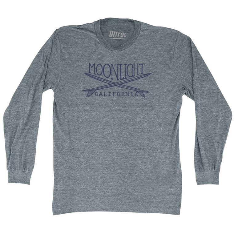 Moonlight Surf Adult Tri-Blend Long Sleeve T-shirt - Athletic Grey
