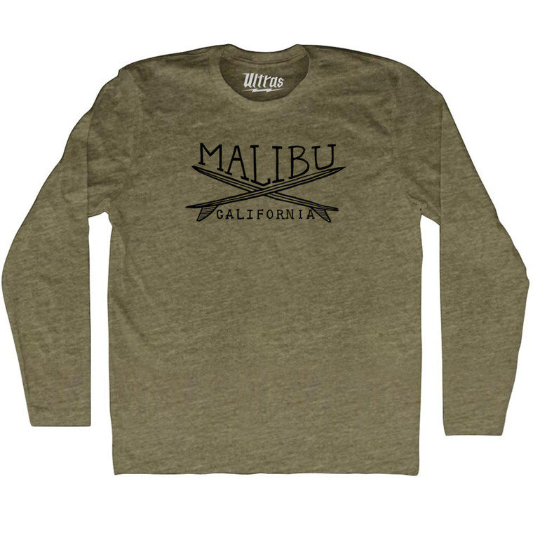 Malibu Surf Adult Tri-Blend Long Sleeve T-shirt - Military Green