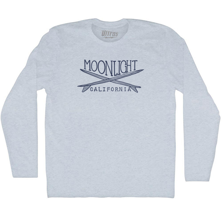 Moonlight Surf Adult Tri-Blend Long Sleeve T-shirt - Athletic White