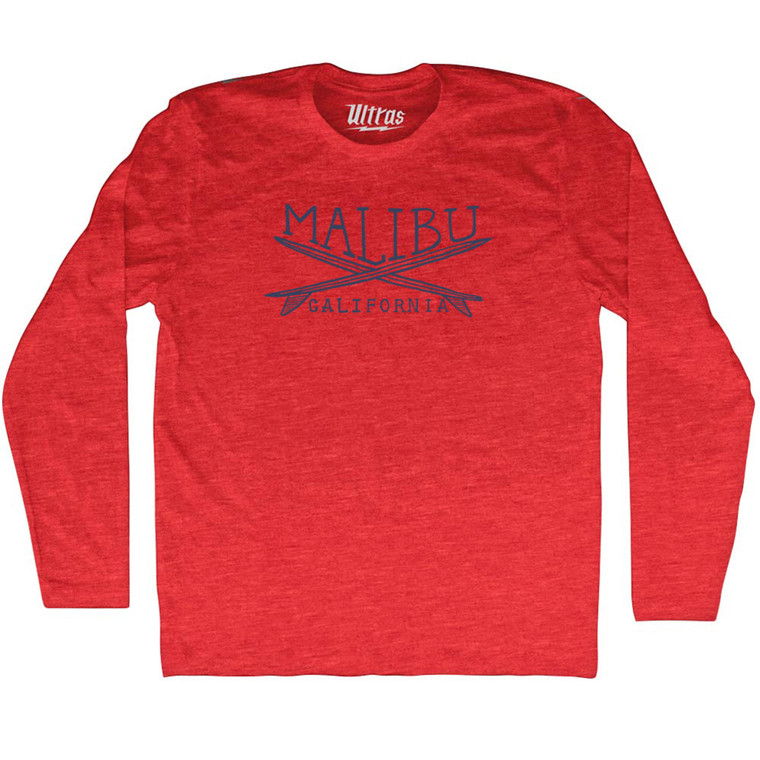 Malibu Surf Adult Tri-Blend Long Sleeve T-shirt - Athletic Red
