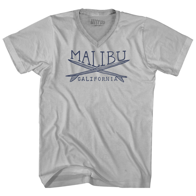 Malibu Surf Adult Tri-Blend V-neck T-shirt - Cool Grey