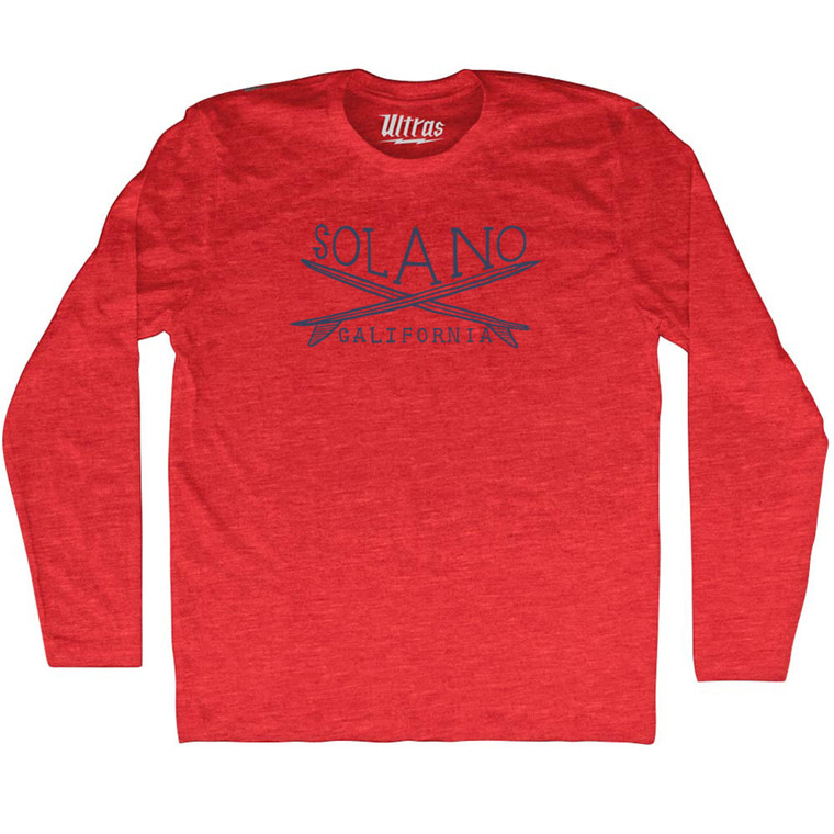Solano Surf Adult Tri-Blend Long Sleeve T-shirt - Athletic Red