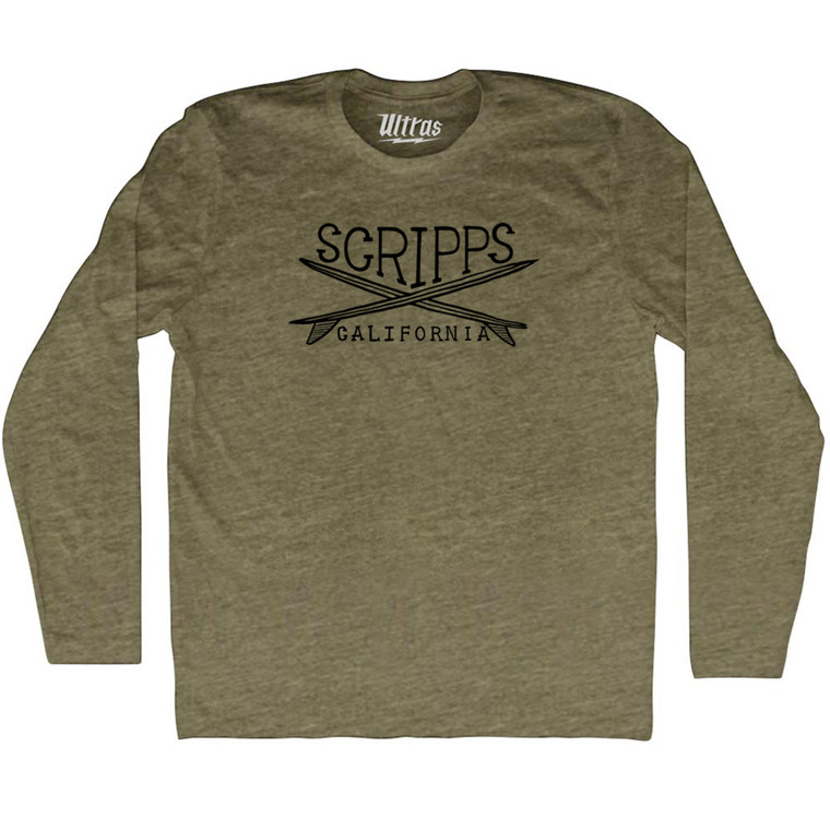 Scripps Surf Adult Tri-Blend Long Sleeve T-shirt - Military Green
