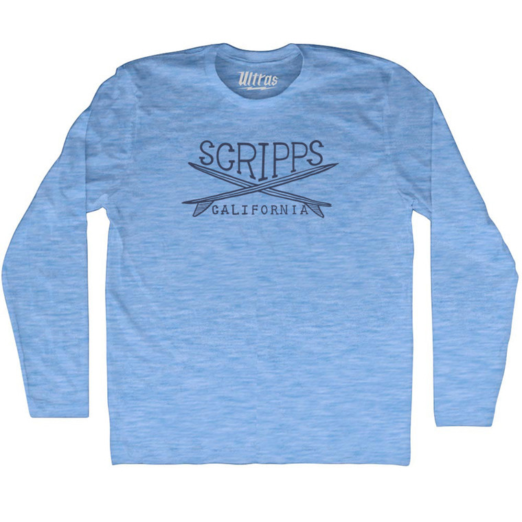 Scripps Surf Adult Tri-Blend Long Sleeve T-shirt - Athletic Blue