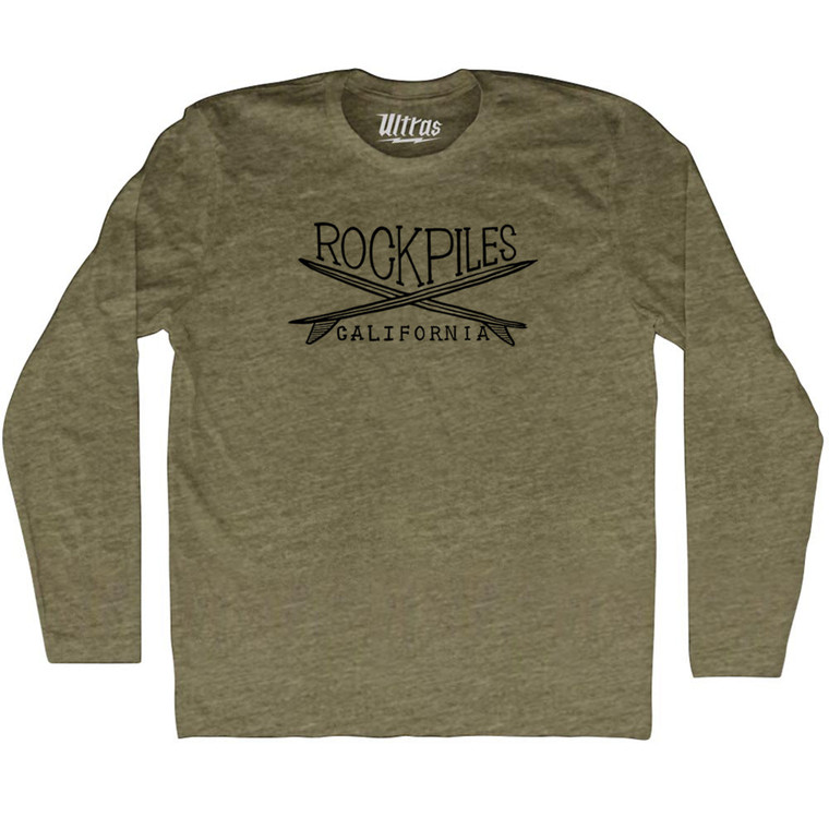 Rockpiles Surf Adult Tri-Blend Long Sleeve T-shirt - Military Green