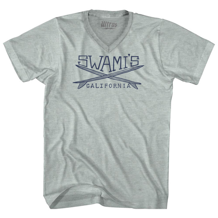 Swamis Surf Adult Tri-Blend V-neck T-shirt - Athletic Cool Grey