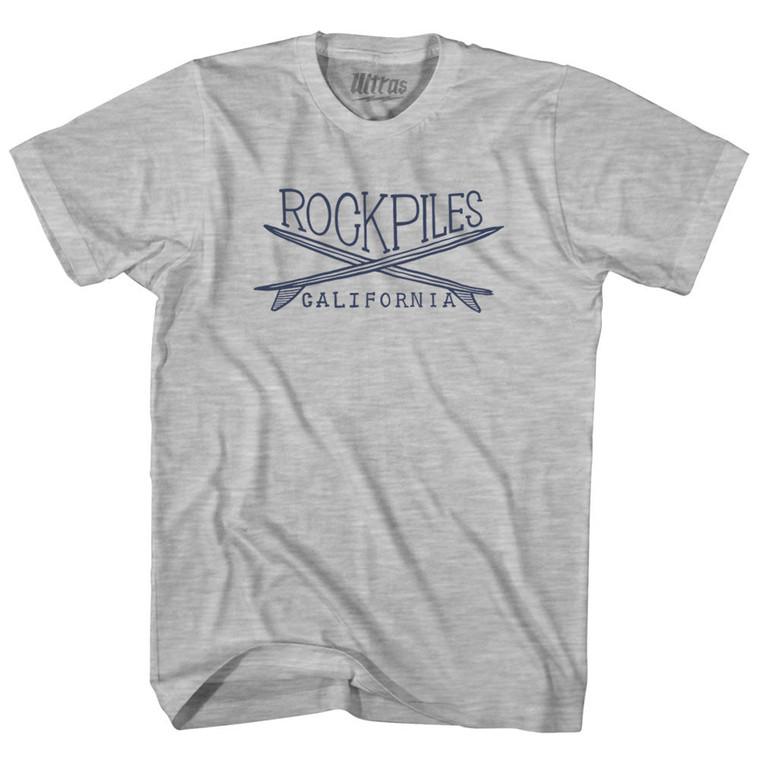 Rockpiles Surf Adult Cotton T-shirt - Grey Heather