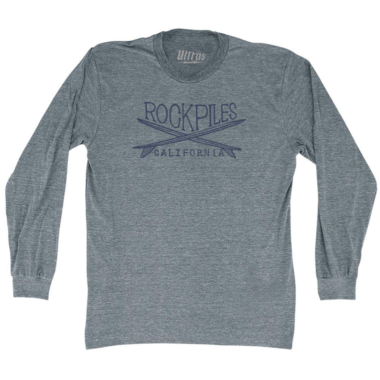 Rockpiles Surf Adult Tri-Blend Long Sleeve T-shirt - Athletic Grey