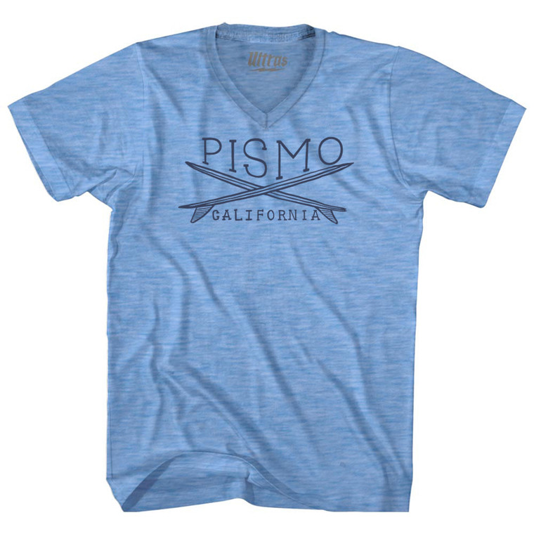 Pismo Surf Adult Tri-Blend V-neck T-shirt - Athletic Blue