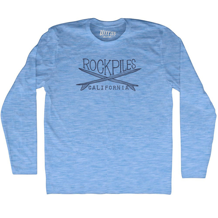 Rockpiles Surf Adult Tri-Blend Long Sleeve T-shirt - Athletic Blue