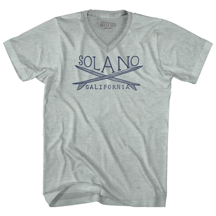Solano Surf Adult Tri-Blend V-neck T-shirt - Athletic Cool Grey