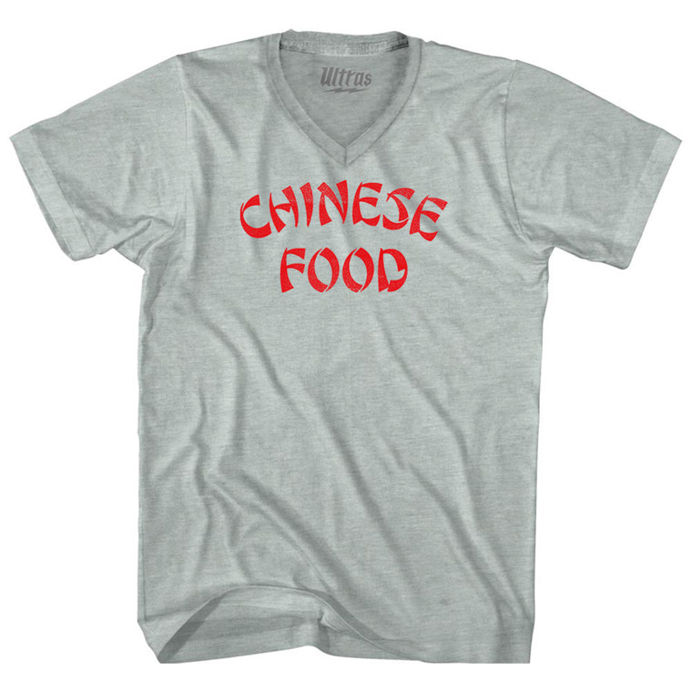 Chinese Food Adult Tri-Blend V-neck T-shirt - Athletic Cool Grey
