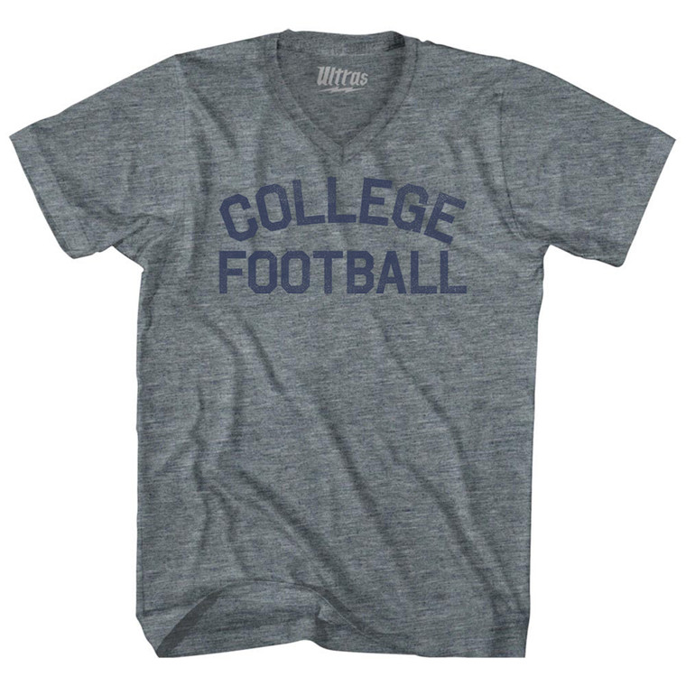 College Football Adult Tri-Blend V-neck T-shirt - Athletic Grey