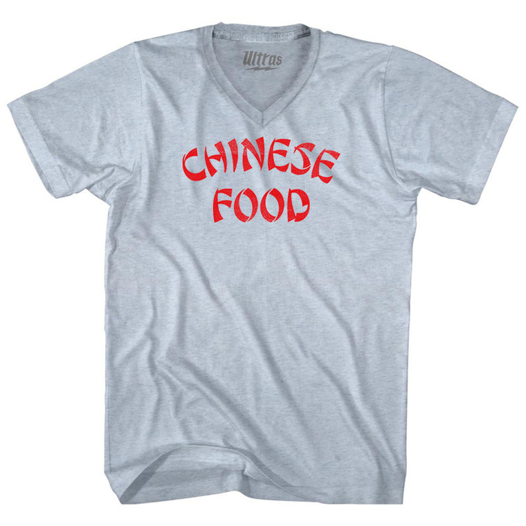 Chinese Food Adult Tri-Blend V-neck T-shirt - Athletic White