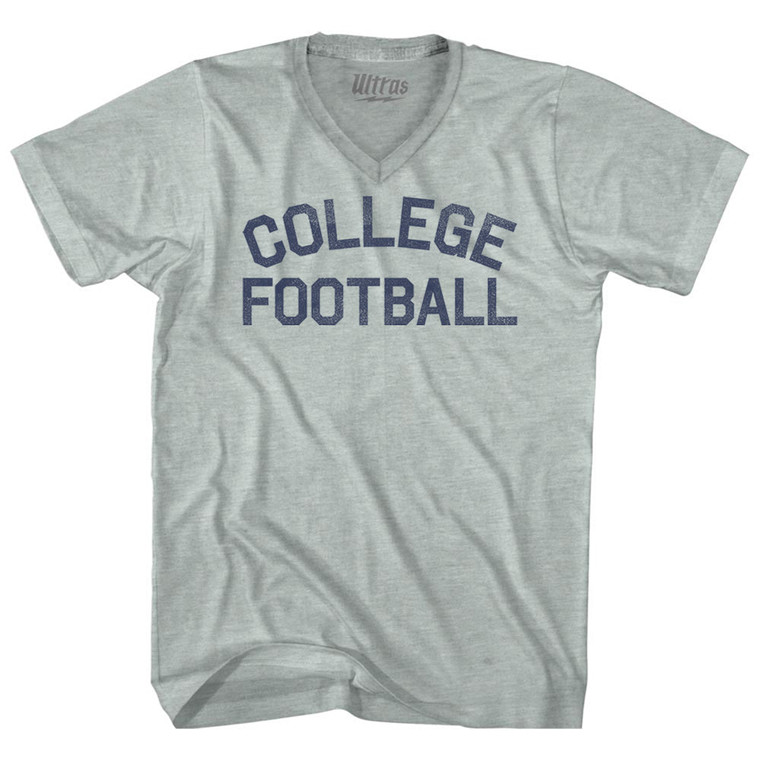College Football Adult Tri-Blend V-neck T-shirt - Athletic Cool Grey