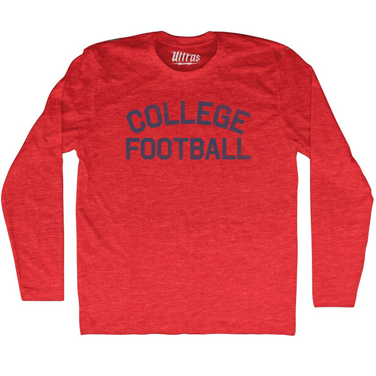 College Football Adult Tri-Blend Long Sleeve T-shirt - Athletic Red