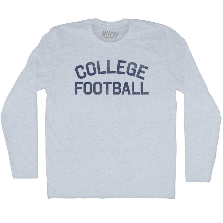 College Football Adult Tri-Blend Long Sleeve T-shirt - Athletic White