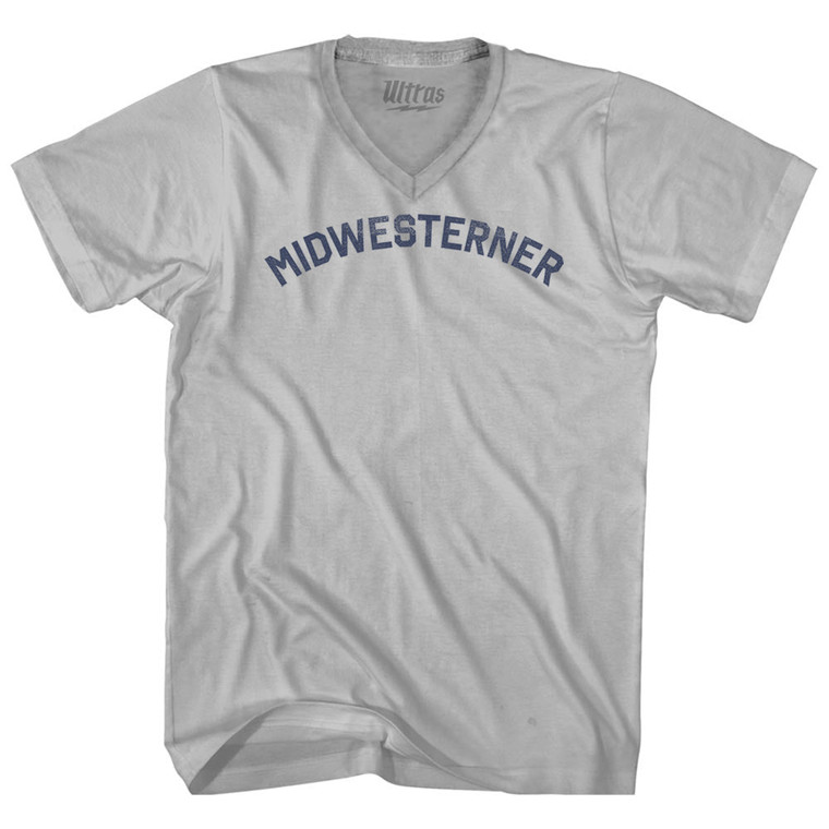Midwesterner Adult Tri-Blend V-neck T-shirt - Cool Grey