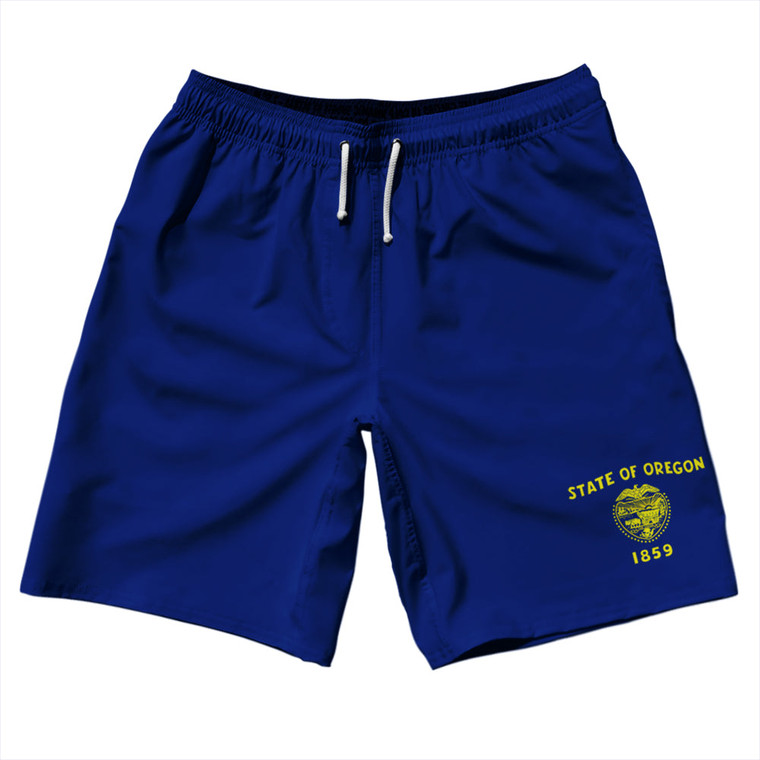 Oregon US State Flag 10" Swim Shorts Made in USA - Navy