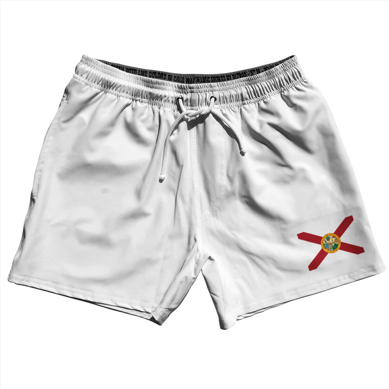 Florida US State Flag 5" Swim Shorts Made in USA - White