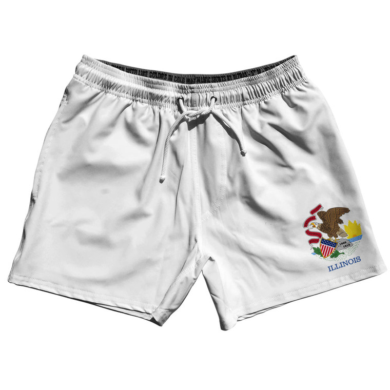 Illinois US State Flag 5" Swim Shorts Made in USA - White