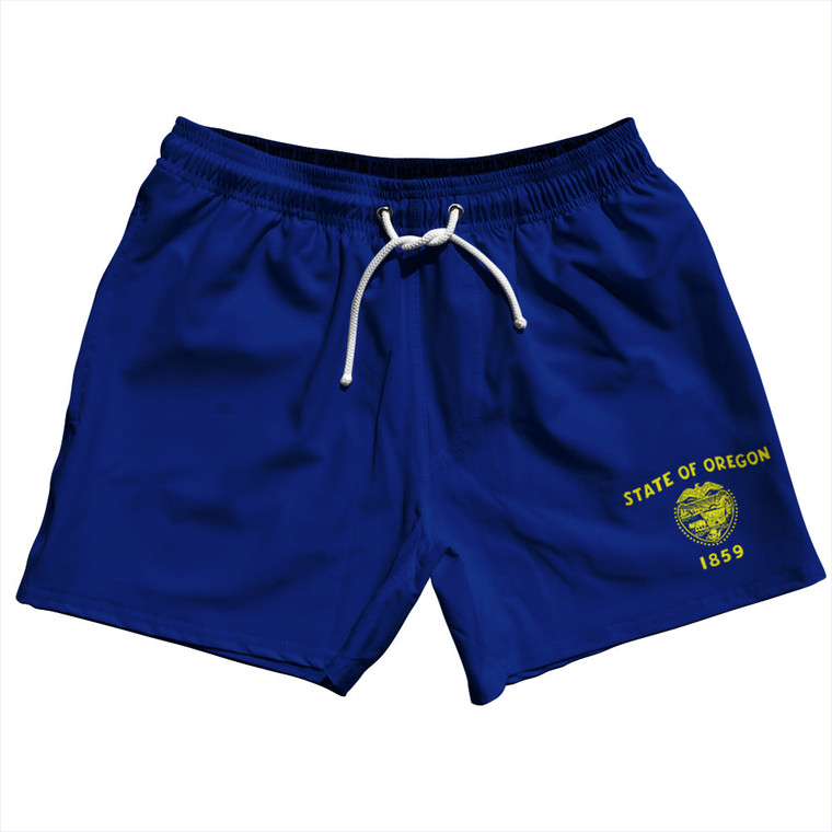 Oregon US State Flag 5" Swim Shorts Made in USA - Navy