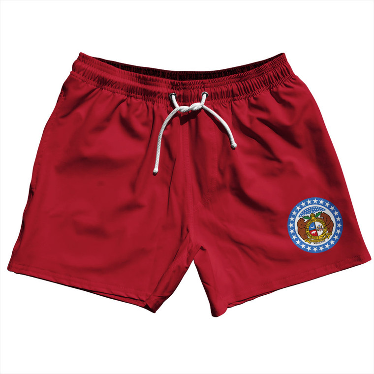 Missouri US State Flag 5" Swim Shorts Made in USA - Red