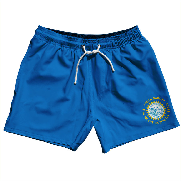 South Dakota US State Flag 5" Swim Shorts Made in USA - Blue