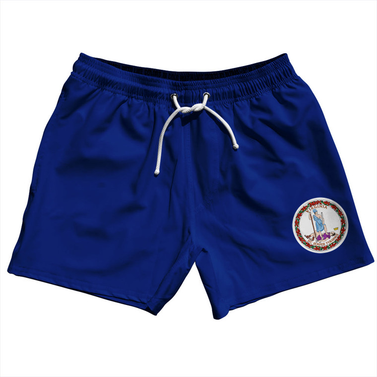 Virginia US State Flag 5" Swim Shorts Made in USA - Navy