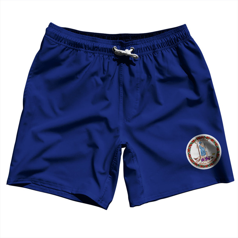 Virginia US State Flag Swim Shorts 7" Made in USA - Navy