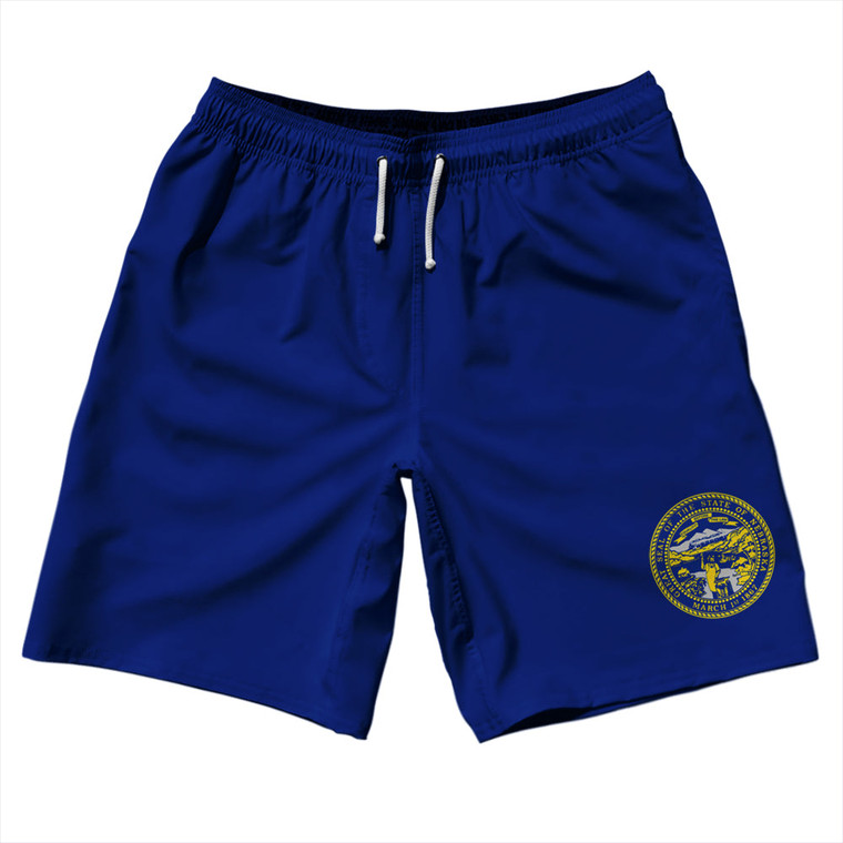 Nebraska US State Flag 10" Swim Shorts Made in USA - Blue