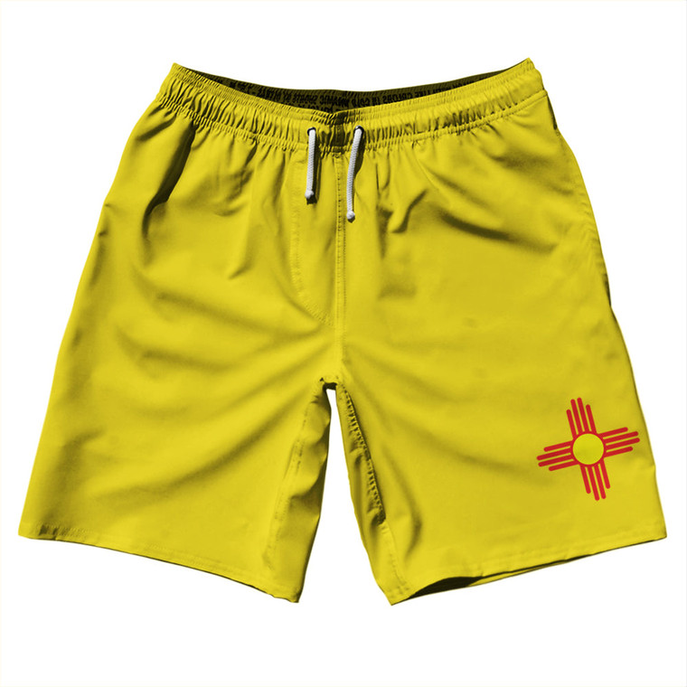 New Mexico US State Flag 10" Swim Shorts Made in USA - Yellow