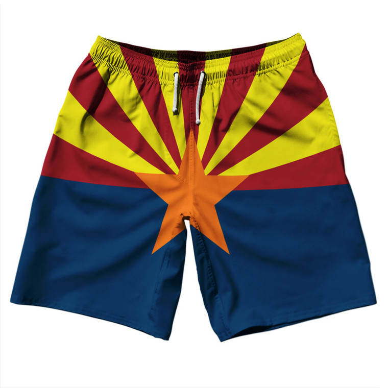 Arizona US State Flag 10" Swim Shorts Made in USA - Yellow Red