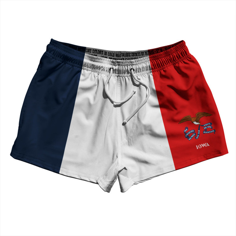 Iowa US State Flag 2.5" Swim Shorts Made in USA - Navy White Red