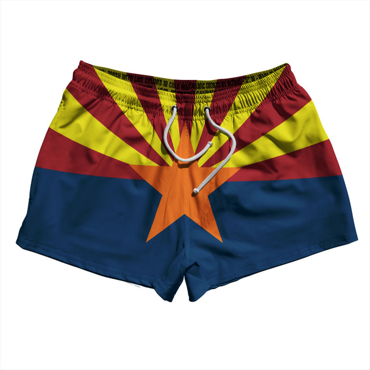 Arizona US State Flag 2.5" Swim Shorts Made in USA - Yellow Red