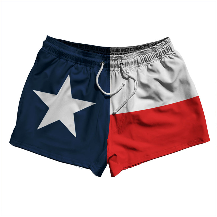 Texas US State Flag 2.5" Swim Shorts Made in USA - White Red