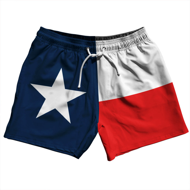 Texas US State Flag 5" Swim Shorts Made in USA - White Red