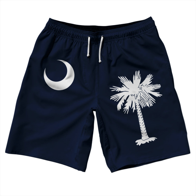 South Carolina US State Flag 10" Swim Shorts Made in USA - Black